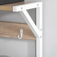 HOMCOM 3-in-1Hall Tree Entryway Coat Rack Shoe Bench with 9 Hanging Hooks, 3-Tier Storage Shelves, Multifunctional Hallway Organizer Natural/White(m-9)