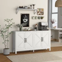 HOMCOM Sideboard Buffet, Storage Cabinet with Barn Door and Adjustable Shelf, TV Stand for TVs up to 65 Inches, White(m-1)
