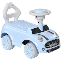Qaba Foot to Floor Toddler Ride on Toy, Sliding Car w/ Horn, No Tip Anti-Over-Backwards System for 18-36 Months, Light Blue(m-11)