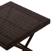 Outsunny Patio Wicker Coffee Table, Outdoor PE Rattan Garden Folding Side Table, 15.75"x15.75"x15.75", Brown(m-10)