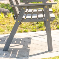 Outsunny 2-Seater Outdoor Bench with Middle Table, Wooden Garden Bench with Parasol Hole, Patio Loveseat for Yard, Porch, Grey(m-10)