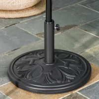 Outsunny 29lbs Cement Round Umbrella Base Heavy Duty 19" HDPE Parasol Stand, Black(m-1)