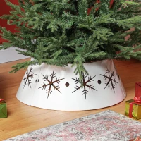 HOMCOM 26" Christmas Tree Base Cover, Christmas Tree Collar with Hollow Snowflake Patterns for Home Decoration, White(m-1)