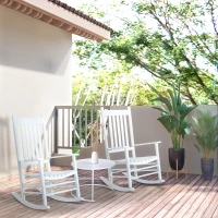 Outsunny Outdoor Rocking Chair, Patio Wooden Rocking Chair with Smooth Armrests, High Back for Garden, Balcony, Porch, Supports Up to 352 lbs, White(m-2)