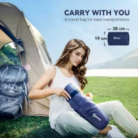 Outsunny Self Inflatable Air Mattress, Portable Double Sleeping Airbed with Carry Bag, Repair Kit for Camping, Hiking, Navy Blue(m-6)