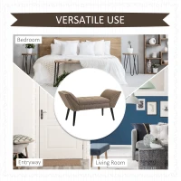 HOMCOM Modern Button Tufted Sitting Bench, Accent Fabric Upholstered Ottoman for Bedroom or Living Room, Brown(m-7)