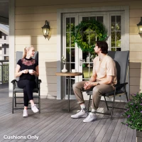 Outsunny Outdoor Chair Cushions Set of 2 High Back Patio Seat Cushions UPF50+ Fade Resistant Yarn-Dyed Polyester, Dark Grey(m-9)