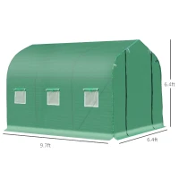 Outsunny 9.7' x 6.4' x 6.4' Steeple Walk-in Tunnel Greenhouse Garden Plant Seed Grow Tent Polythene with Windows and Door Green(m-3)