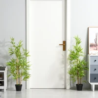 Outsunny Artificial Bamboo Tree, 4ft Fake Tree with Realistic Leaf and Natural Trunk, Decorative Plant in Nursery(m-7)