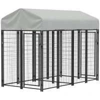 PawHut Outdoor Dog Kennel with Two-Room Design, Water-Resistant & Sun-Proof Cover, for S, M, L Dogs, 8' x 4' x 6'(m-1)