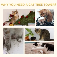 PawHut 17" Cat Scratching Tree Kitty House Kitten Activity Centre Pet Bed Post Furniture with Hanging Toy (Beige)(m-7)