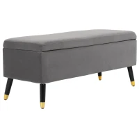 HOMCOM Ottoman Bench with Storage, Velvet Footrest Shoe Bench with Hinged Lid, Lift Top Bed Bench for Entryway Living Room, Charcoal Grey(m-11)