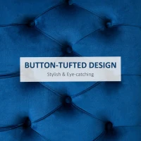 HOMCOM Vintage Semi-Circle End of Bed Bench, Upholstered Bedroom Entryway Bench with Tufted Velvet-Touch Fabric with Rubberwood Legs, Blue(m-6)