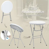 Outsunny 31.5" Bar Height Patio Table, Outdoor Bar Folding Table with HDPE Top, Locking Steel Legs for Party, Camping, White(m-4)