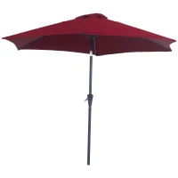 Outsunny 8.5FT Patio Umbrella, Round Garden Parasol with 6 Ribs, Market Sunshade Tilt Canopy w/ Crank Handle for Outdoor, Wine Red(m-11)