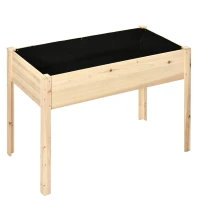 Outsunny 46'' x 24'' Raised Garden Bed, Wooden Elevated Planter Box with Non-Woven Liner for Vegetable, Flower, Herb in Patio, Backyard, Balcony(m-13)