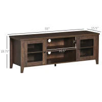 HOMCOM Modern TV Stand, Entertainment Center with Shelves and Cabinets for Flatscreen TVs up to 60" for Bedroom, Living Room, Coffee(m-3)