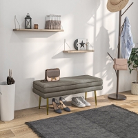 HOMCOM 39" Storage Ottoman, Velvet End of Bed Bench with Steel Legs, Foot Stool with Storage for Bedroom, Living Room, Beige