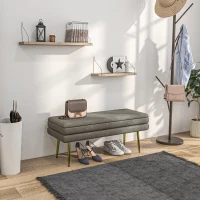 HOMCOM 39" Storage Ottoman, Velvet End of Bed Bench with Steel Legs, Foot Stool with Storage for Bedroom, Living Room, Beige(m-1)