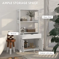 kleankin Farmhouse Bathroom Storage Cabinet, Linen Cabinet with Drawer and Shelves, 23.5" x 13" x 48.5", White(m-4)