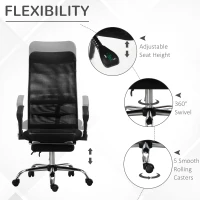 Vinsetto Office Chair High Back Mesh Executive Computer Desk Napping Seat, Height Adjustable, Swivel with Footrest and Lumbar Support(m-4)