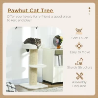PawHut Cat Tree Kitty Tower with Sisal Mat Scratching Post, Cat Bed, Cushion, Perch, 18" x 18" x 36", Cream White(m-4)