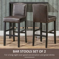 HOMCOM 2 Pieces Retro Style Bar Stools Tall Chair with Back  Footrest for Home Pub(m-4)