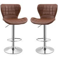 HOMCOM Set of 2 Counter Height Bar Stools Swivel Stool Height Adjustable Bar Chairs with Footrest for Kitchen Dining Home Pub, Brown(m-11)