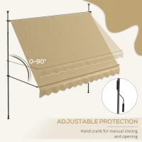 Outsunny 10' x 4' Manual Retractable Awning, Non-Screw Patio Awning, UV Resistant, for Window or Door, Beige(m-5)