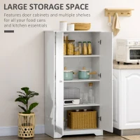 HOMCOM Kitchen Storage Cabinet, Freestanding Pantry Cabinet with 2 Doors and Adjustable Shelves, Distressed White(m-4)
