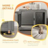 PawHut Pet Crate End Table with Water-resistant Cushion or Large Medium Dogs, Grey(m-7)