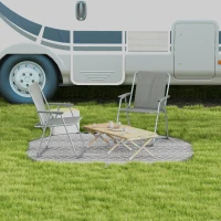 Outsunny 2 Pack Outdoor Folding Chair Set, Portable Camping Chairs with Armrest, Oxford Fabric Seat, Outdoor Chairs, Grey(m-1)