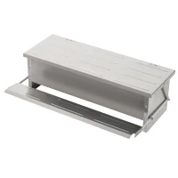 PawHut Automatic Chicken Feeder, 22.5 lbs Capacity Poultry Feeder with Self Opening Treadle, Weather Resistant Lid, for 6 Chickens, Silver(m-11)