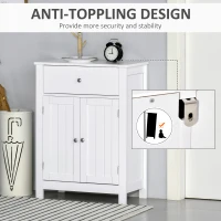kleankin Bathroom Floor Storage Cabinet Freestanding Wooden Storage Organizer with Drawer Doors Adjustable Shelves for Living Room Kitchen Hallway White(m-6)