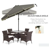 Outsunny 9ft Patio Umbrella Outdoor Table Umbrella w/ Tilt, Crank, Ruffled, 8 Ribs for Garden, Deck, Pool, Dark Gray(m-4)