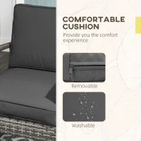 Outsunny 5 Pieces Patio Furniture Set with Armchair, Stool, Table, Cushions, Outdoor Wicker Conversation Sofa Set for Garden(m-5)