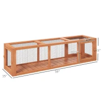 PawHut Outdoor Cat Tunnel with Extendable Design, 59" L Wooden Cat Run with Weather Protection, Connecting Inside and Outside, for Deck Patios, Balconies, Orange(m-3)