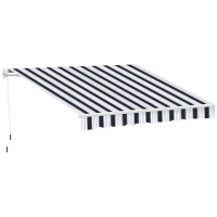 Outsunny 8' x 7' Retractable Awning, Patio Awnings, Sunshade Shelter with 280 g/m² UV & Water-Resistant Fabric and Aluminum Frame for Deck, Balcony, Yard, Blue and White(m-2)
