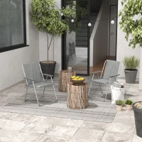 Outsunny 2 Pack Outdoor Folding Chair Set, Portable Camping Chairs with Armrest, Oxford Fabric Seat, Outdoor Chairs, Grey(m-8)