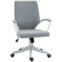 Vinsetto Mid Back Home Office Chair, Ergonomic Task Computer Desk Chair with Lumbar Back Support, Adjustable Height, and Padded Armrests, Grey(m-11)