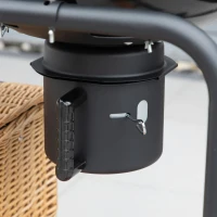 Outsunny Charcoal Grill BBQ, 21-Inch Rolling Backyard Barbecue with Chopping Block Table, a Cutting Board, Shelf, Wheels, Vents & Thermometer, Black(m-8)