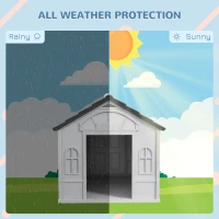 PawHut Pet House Water Resistant Puppy Shelter with Door for Indoor Outdoor, Easy to Assemble, for Small/Medium Dogs, Gray(m-4)