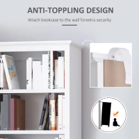 HOMCOM Multifunctional Storage Cabinet Bookcase with Adjustable Shelves Display Rack for Study, Kitchen, Living Room, White(m-7)