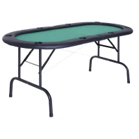 Soozier Deluxe Foldable 72" x 33" Oval Poker / Blackjack Card Game Table w/ 8 Cup Holders - Green Felt(m-11)