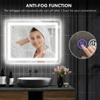 HOMCOM Dimmable Bathroom Mirror with Lights, 35" x 28" Backlit/Front Lit LED Mirror, Anti-Fog, Memory, Infinite Color Temp(m-6)
