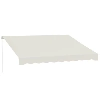 Outsunny 12' x 10' Electric Awning, Retractable Awning, UV Protection Sun Shade Shelter with Remote Controller and Manual Crank Handle for Deck, Balcony, Yard, Cream White(m-1)