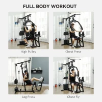 Soozier Home Gym Weights Machine, Multi Gym Lat Pulldown and Leg Workout Equipment with 99lbs Weight Stack(m-4)