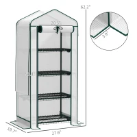 Outsunny Mini Greenhouse with Screen Roof, 4 Tier Portable Small Greenhouse with High Strength PE Cover, White(m-3)