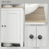 kleankin Bathroom Sink Vanity Unit, Under Sink Bathroom Cabinet with U-Shape Design and Adjustable Shelf, White(m-6)