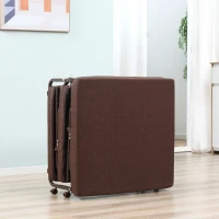 HOMCOM Rollaway Bed, Folding Bed with 3.25" Mattress, Portable Foldable Guest Bed with Adjustable Backrest, Steel Frame and Wheels, Brown(m-9)